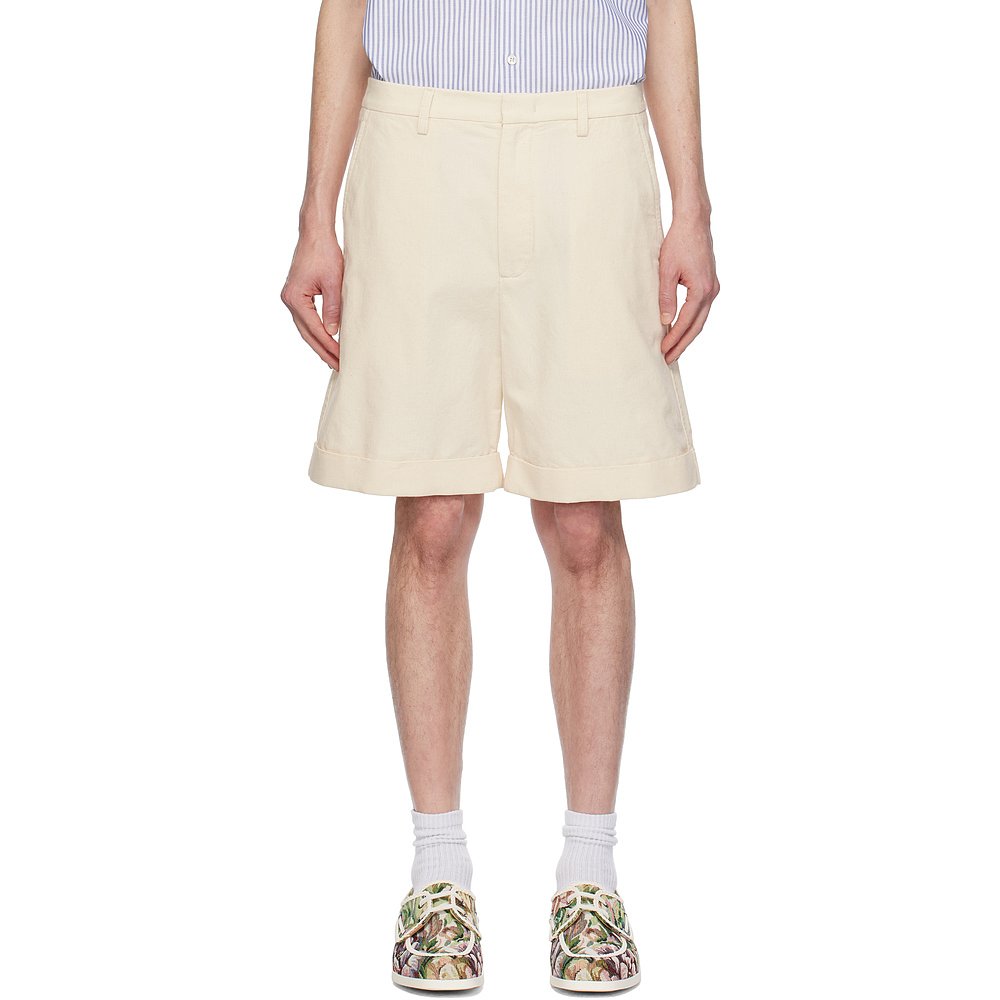Valentino 华伦天奴 男士 米色卷边裤脚短裤 6V3DD03RAP1