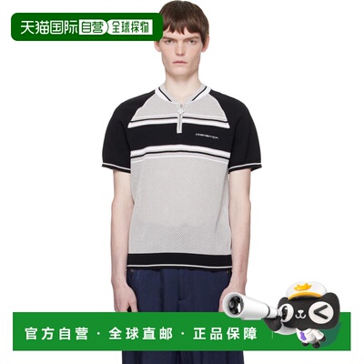 香港直邮Casablanca 男士 灰色 & 黑色 Metallic Mesh Stripe Zip