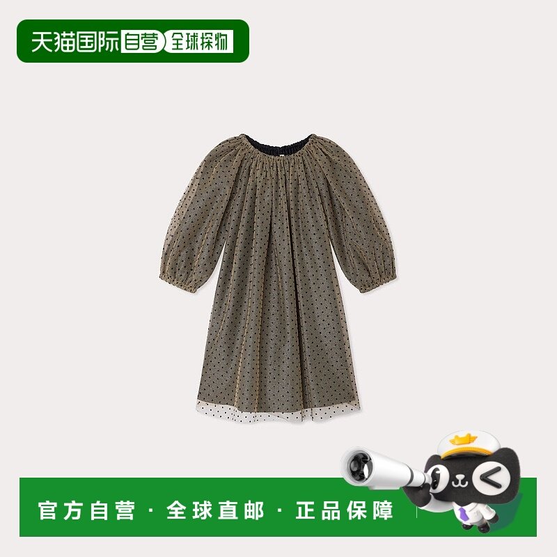 欧洲直邮Bonpoint小樱桃 Juste女童金色黑色点点金纱连衣裙