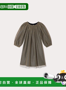 欧洲直邮Bonpoint小樱桃 Juste女童金色黑色点点金纱连衣裙
