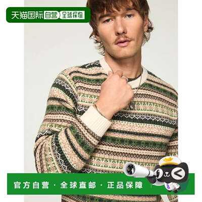 自营lucky brandLucky品牌男士Fair Isle船员毛衣-鹅卵石 美国奥