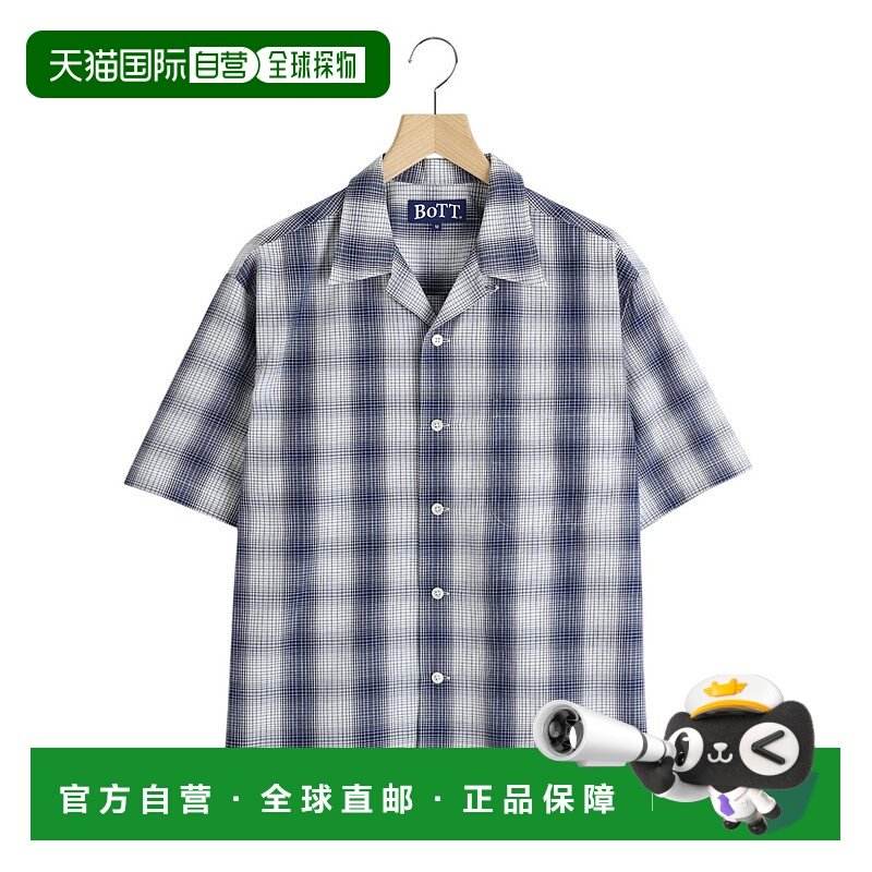 1h可退 日本直邮BOTT 男士都市风格短袖格纹衬衫 BOTT25SS8