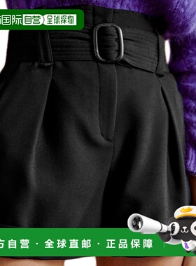 欧洲直邮自营Sezane 23新款 女士黑色ROME有机棉配腰带喇叭短裤高