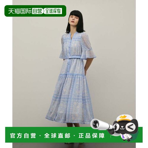 日本直邮GRACE CONTINENTAL 佩斯利印花连衣裙 蓝色