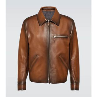 潮奢 Berluti 伯尔鲁帝 男士 1 Jour 铜绿色皮革宽身束腰夹克