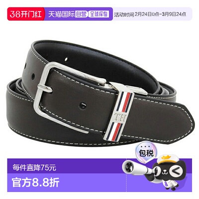 日本直邮Tommy Hilfiger 男士腰带尺码 42/105棕色和黑色皮革11TL
