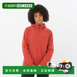 自营欧洲直邮SALOMON 橙红色合成材料连帽保暖夹克女士外套