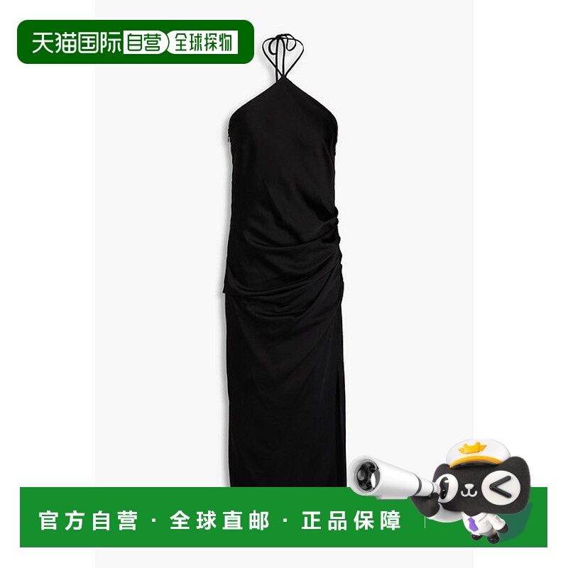 香港直邮Simkhai 女士 Hansel 垂褶缎面绉纱挂脖中长连衣裙 12410