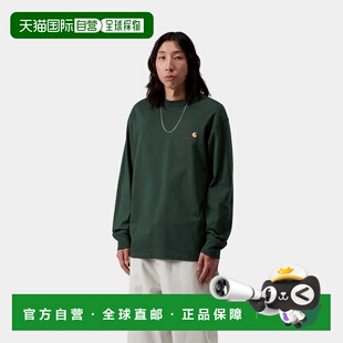 自营欧洲直邮Carhartt WIP American Script男士深绿色棉宽松长袖
