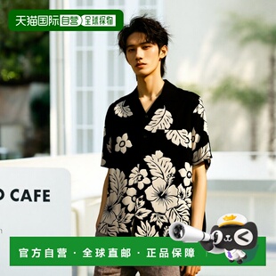 1h可退 日本直邮Adam et Rope' 男士黑白配色夏威夷花卉图案衬衫