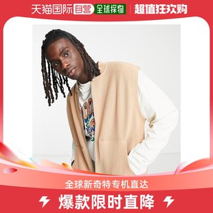 ASOS 男士 bomber 香港直邮潮奢 设计针织马甲 米黄色