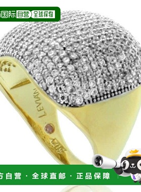 自营 Suzy Levian 黄色纯银密镶方晶锆石现代密镶戒指 - 黄色 美