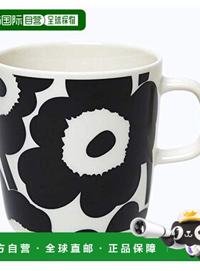 【日本直邮】Marimekko 咖啡杯/马克杯 400 毫升 黑色×白色水杯