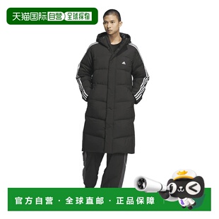 日本直邮adidas-阿迪达斯男士羽绒外套必须轮毂三条纹常规适合长K