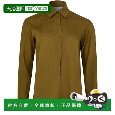 自营欧洲直邮MAXMARA麦丝玛拉 Abisso女士橄榄绿亚麻衬衫领收紧袖