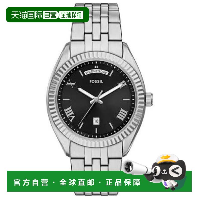 自营Fossil男士Cantoli银色表盘手表-银色 美国奥莱直发