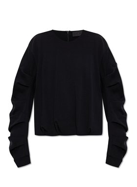 MONCLER 女士卫衣 K20938G0001389AHM999 CO 黑色 褶裥运动衫