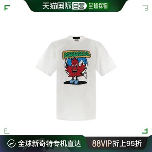 简约 香港直邮Dsquared2D二次方男士 T恤白色印花图案休闲短袖
