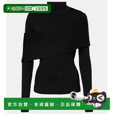 1h可退 香港直邮Mugler 穆勒 女士 罗纹针织上衣 001383 black黑