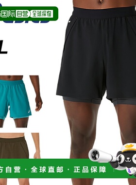 日本直邮ASICS 男子跑步裤 ASICS ROAD 2-N-1 5英寸短裤含内裤紧