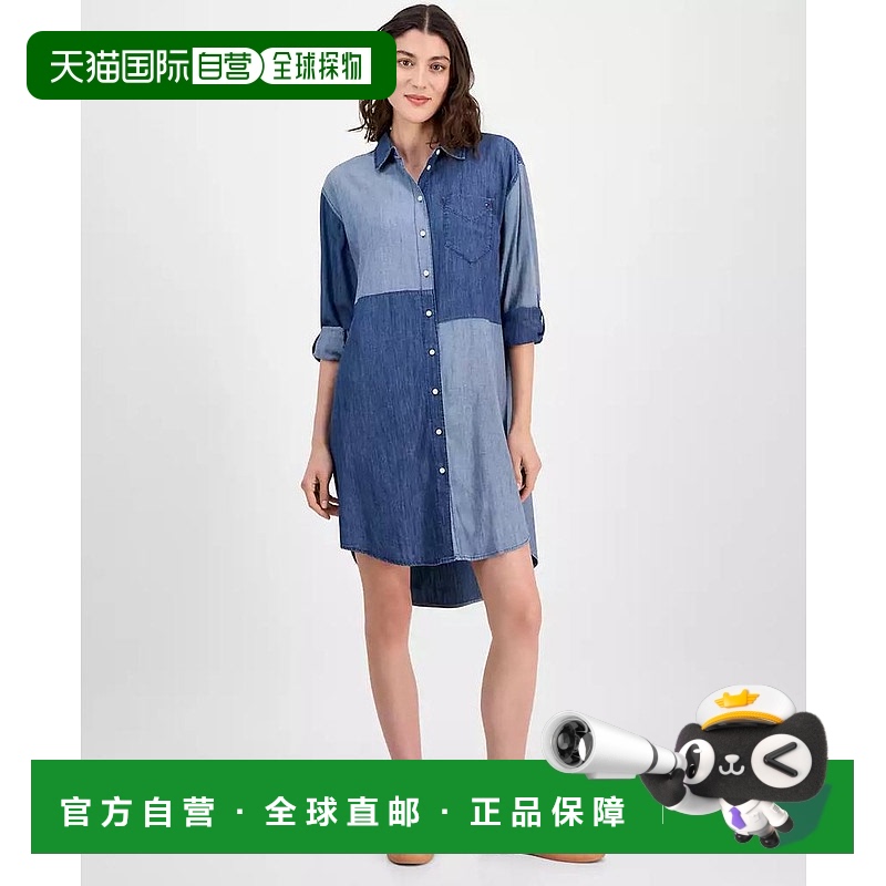 1h可退 【美国直邮】tommy hilfiger 女士 连衣裙衬衫裙条纹拼接