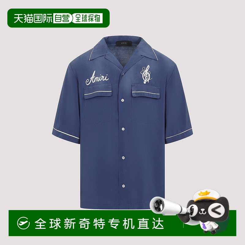 1h可退 香港直邮AMIRI 男士衬衫 AMSTCA1118NAVY SS2025 蓝色 SAT
