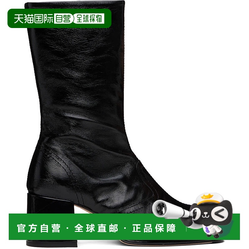 1h可退 香港直邮潮奢 miista 女士 黑色 Cass Crinkle 中筒靴 MI3