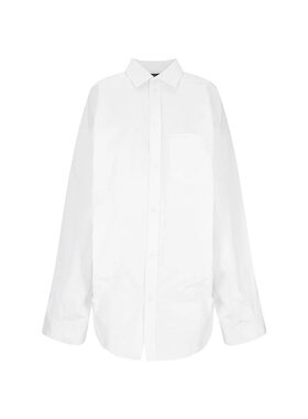 BALENCIAGA 女士衬衫 790945TQM059000 CO 白色 Asymmetric Shirt