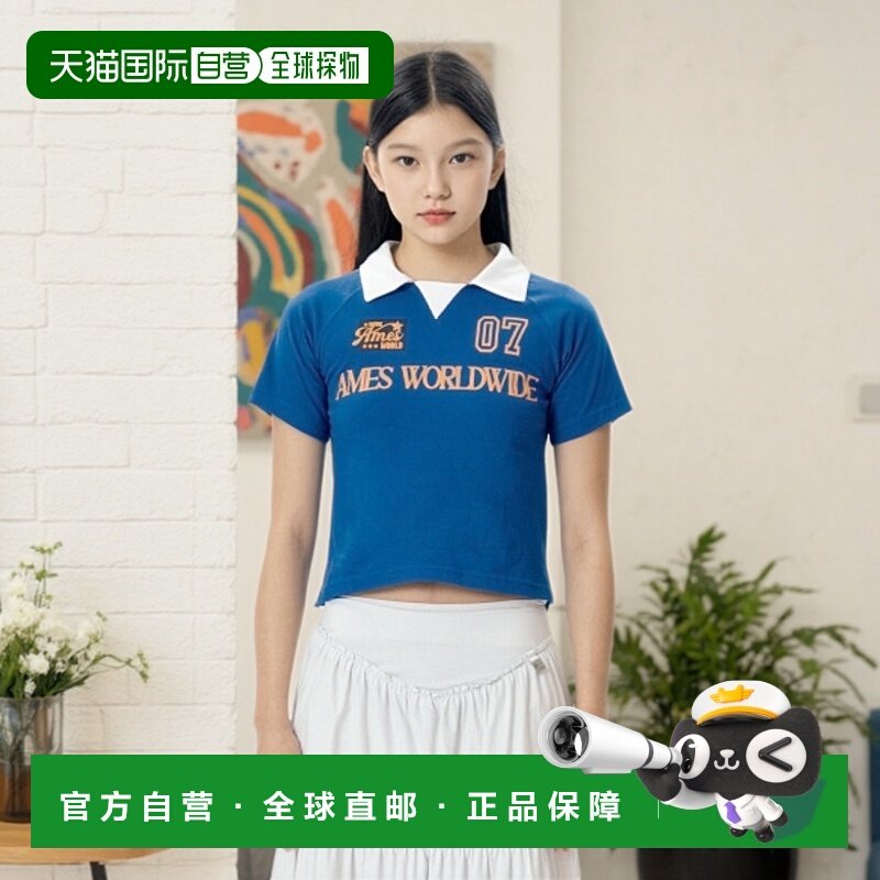 韩国直邮Ames Worldwide 女士女装T恤SPORTY COLLAR TEE BLUE AM2E