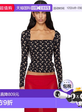 1h可退 香港直邮潮奢 Marine Serre 女士 黑色 Moon Printed Squa