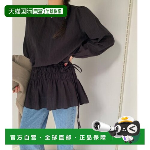 日本直邮sorule 女装 碎花荷叶边泡泡袖收腰棉质衬衫 SO10126s0