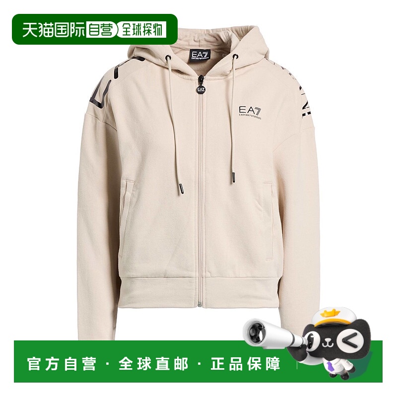 1h可退 香港直邮潮奢 Ea7 女士 连帽卫衣 beige米色 舒适时尚