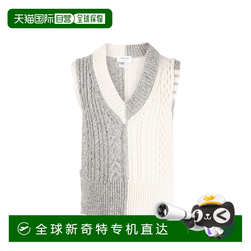 香港直邮Thom Browne FUN-MIX 有线 DONEGAL 4-BAR 针织无袖套衫