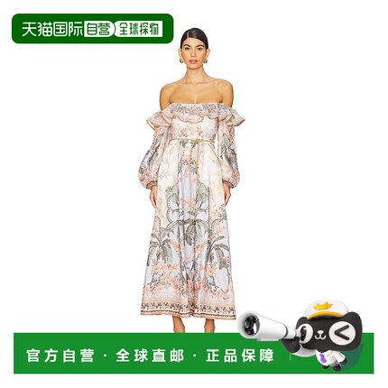 1h可退 香港直邮潮奢 ZIMMERMANN 女士 Wylie 露肩中长连衣裙 171
