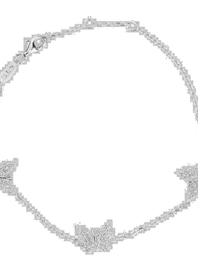 自营 Suzy Levian 纯银白色方晶锆石蝴蝶手链 - 白色 美国奥莱直