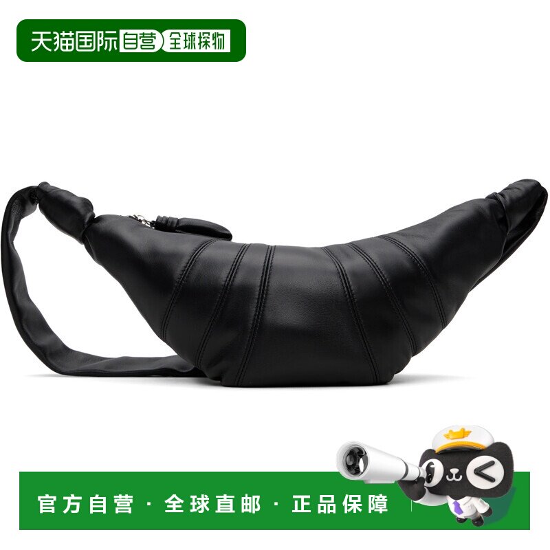 1h可退 香港直邮Lemaire 女士 牛角包形小号皮革肩包 black黑色新