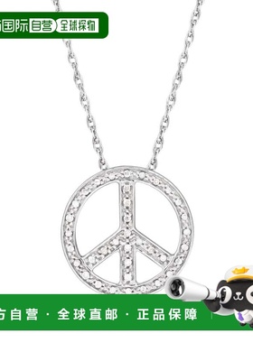 自营Ross-Simons Diamond Peace Sign Pendant Necklace in Sterl