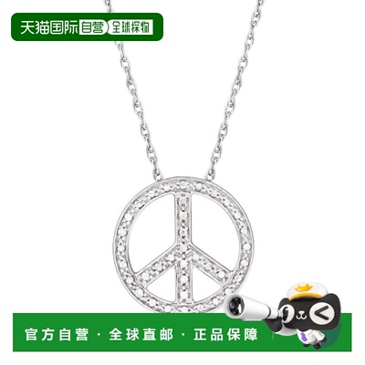 自营Ross-Simons Diamond Peace Sign Pendant Necklace in Sterl