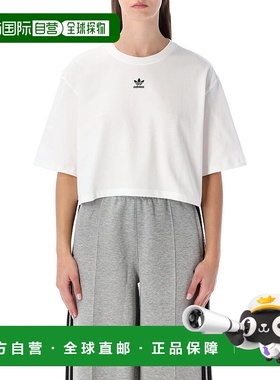 1h可退 香港直邮潮奢 Adidas 女士 白色基础款短款T恤 JJ3385WHIT