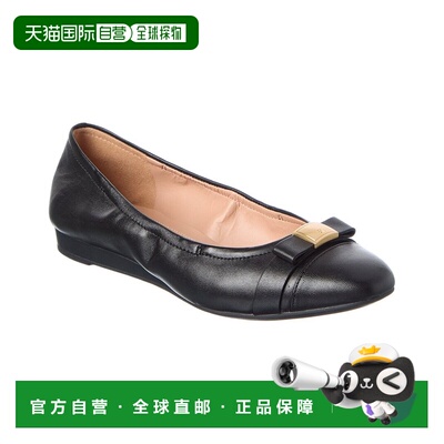 自营Cole Haan Go-To Tova Bow Leather Ballet Flat - black lea
