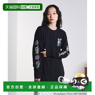 1h可退 日本直邮The Simpsons 女士 长袖T恤 左胸角色印花 宽松版