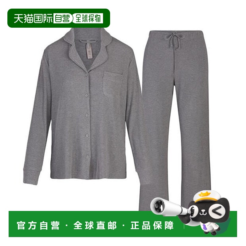 1h可退 香港直邮潮奢 SKIMS 女士 柔软休闲睡衣套装 grey灰色 舒
