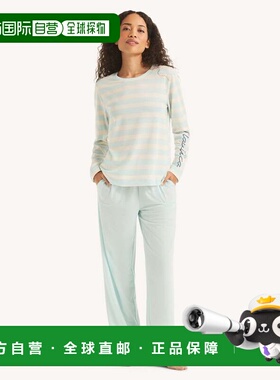 自营Nautica Womens Pajama Pant Set - bayberry blue 美国奥莱