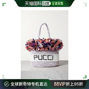 Pucci 璞琪 Emilio 香港直邮潮奢 女士流苏编织拉菲草手提包