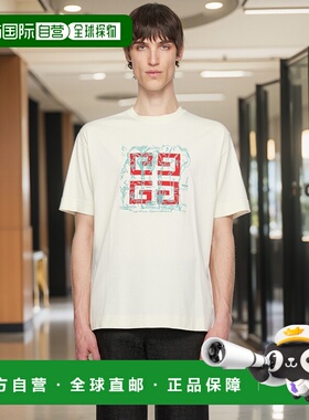 香港直邮Givenchy 纪梵希 男士 灰白色 4G Regular Fit T 恤 BM71