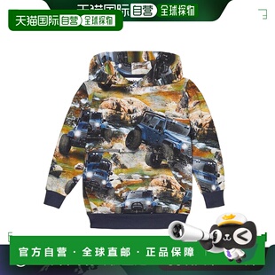 香港直邮Molo 童装 男童 印花棉质连帽衫 colorful花 Romo 1h可退