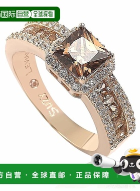 自营 Suzy Levian Rose 纯银棕色 Asscher 切割立方氧化锆订婚戒