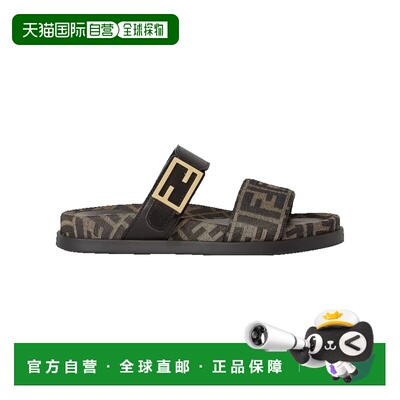 1h可退香港直邮Fendi 芬迪 女士 刺绣布织凉鞋拖鞋凉拖 8X8710AEG