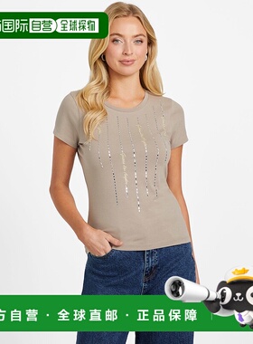 自营guessViolet Crystal Logo Tee - moondust 美国奥莱直发