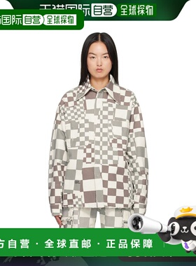 1h可退 香港直邮潮奢 Erl 女士 灰色格纹夹克 ERL08J010 舒适时尚